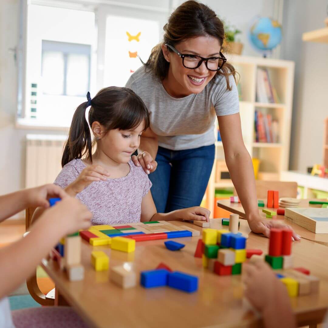 teacher and students at beaverton preschool